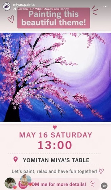 Cherry blossom painting class announcement
