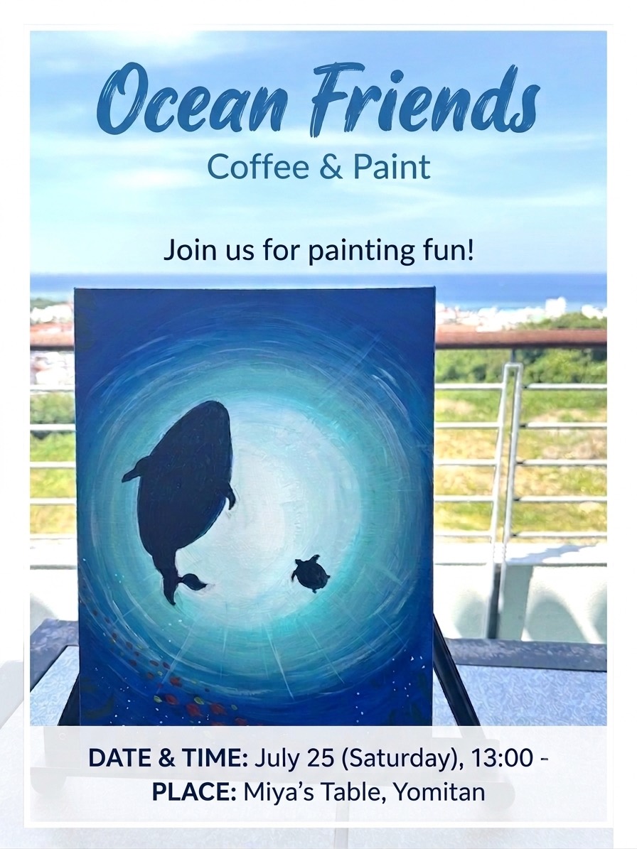 Ocean Friends painting with a whale, sea turtle, and peaceful blue ocean light